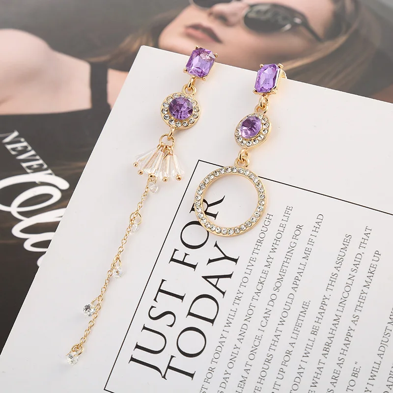 Женские Длинные кисточкой серьги падения темперамента корейский асимметричный