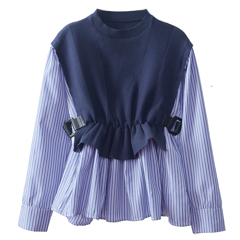 Блузка женская трикотажная в стиле пэчворк | Женская одежда