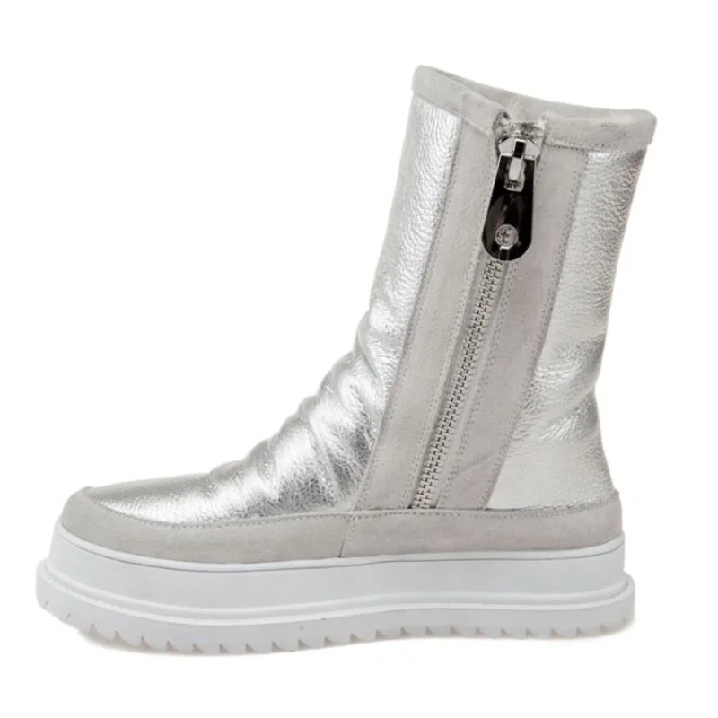 Ботинки женские зимние на молнии высоком каблуке из натуральной кожи|Зимние