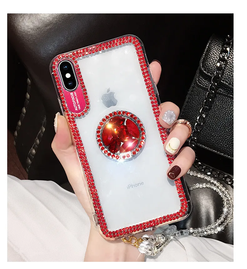 Мраморный бриллиантовый чехол с кольцом на палец для iPhone 11 Pro 6 7 8 Plus X XS MAX XR 12