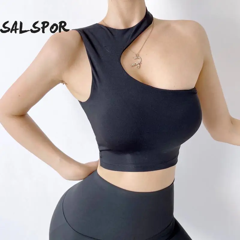 

Спортивный бюстгальтер SALSPOR для фитнеса, Женский однотонный бюстгальтер для йоги, сексуальный укороченный топ, дышащий Топ для тренажерног...