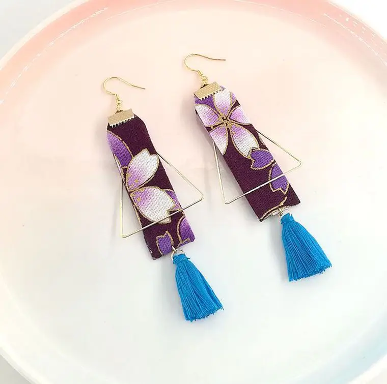 

The New Japanese Fabric Earrings Tassels Style Earrings Eardrop Female