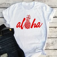 red aloha with pineapple graphic t shirts hawaii mens clothing 2021fashion cartoon tshirts oversized beach vacation clothes l