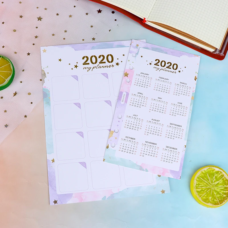 Календарь на 2020 год индексные разделители акварель Заправка для 6 отверстий