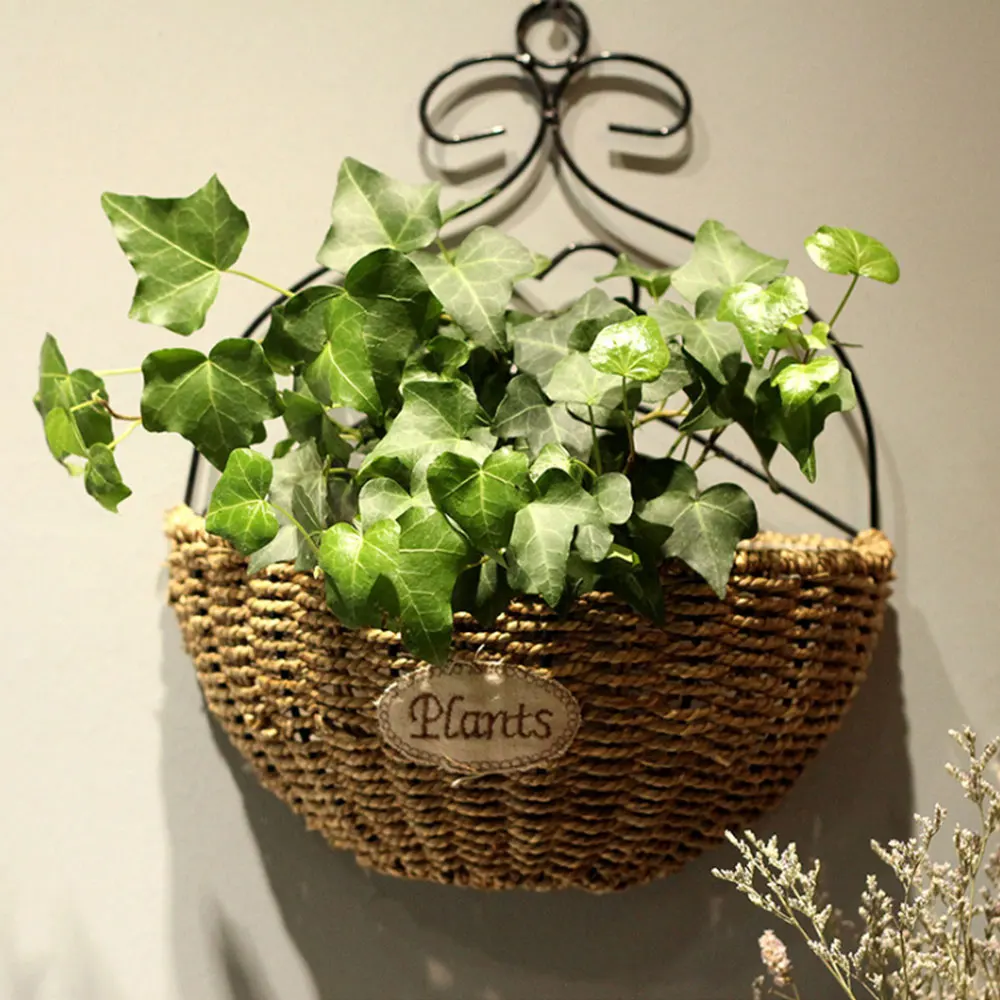 Handmade Rustic Rattan Flower Basket Vase Natural Wicker Woven Wall Planters for Home Garden Wedding Ornament | Дом и сад