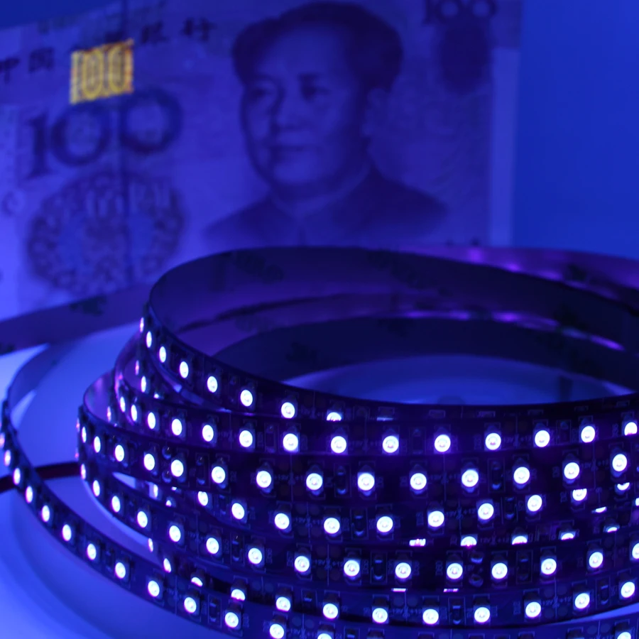Черная УФ светодиодная лента PCB 3528 SMD 12 В ультрафиолетовая Светодиодная 39-нм