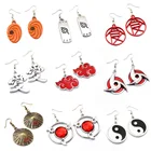 Серьги-подвески для мужчин, женщин, мужчин, аниме-дротики, красное облако, Шаринган, глаз, лист, деревенский логотип