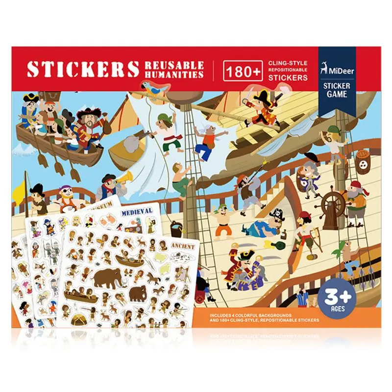 

MiDeer New Reusable Stickers Book Game Pad Collection Kids Educational Toys for Children Puzzle Gift Removable backgroun