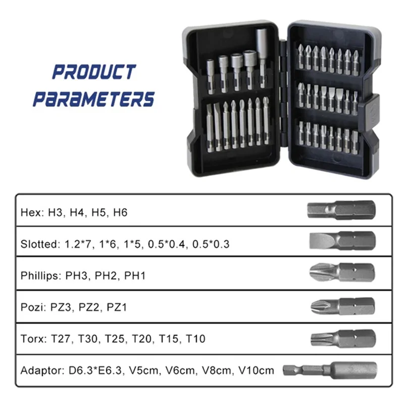 Набор отверток комплект из 37 насадок для электродрели с шестигранными насадками