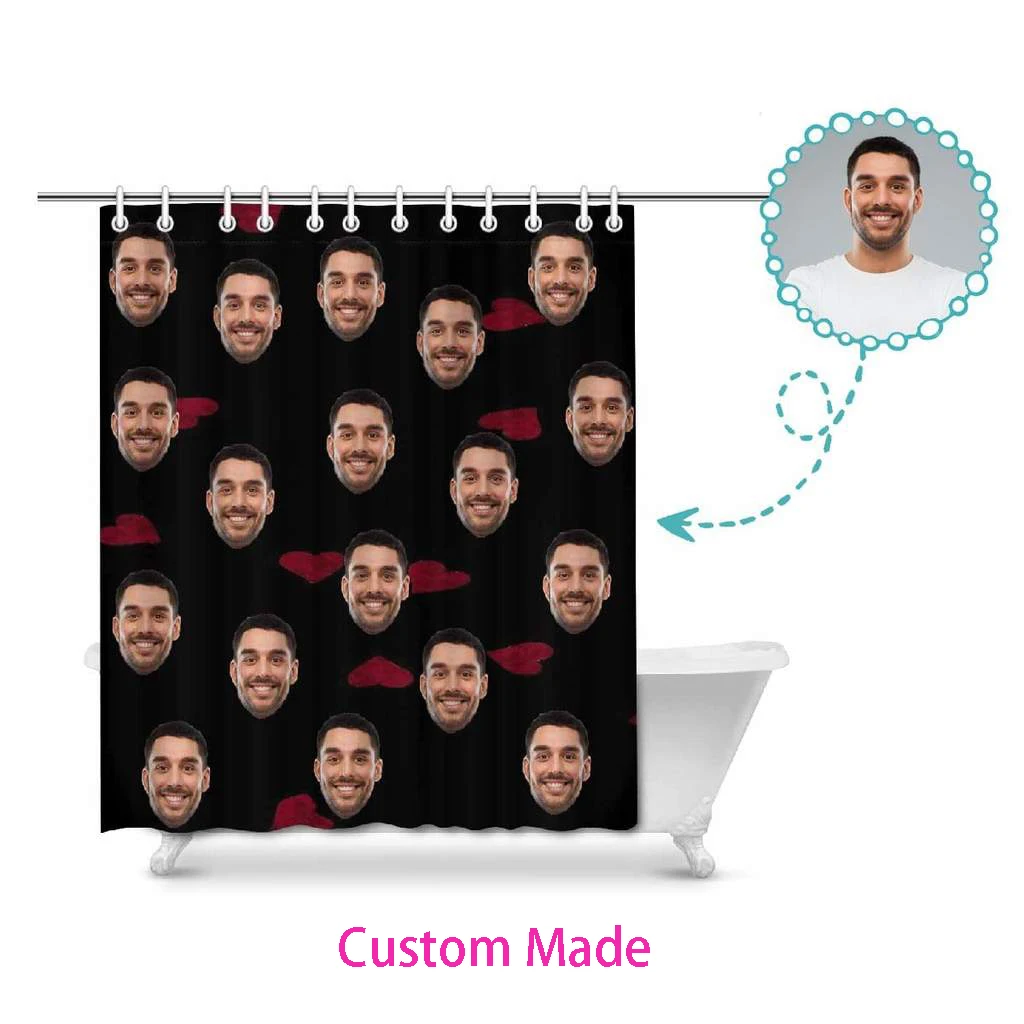 

Custom Shower Curtain Bathroom Waterproof Curtains Customized Photo Polyester Bath Decor with Hooks POD Dropshipping