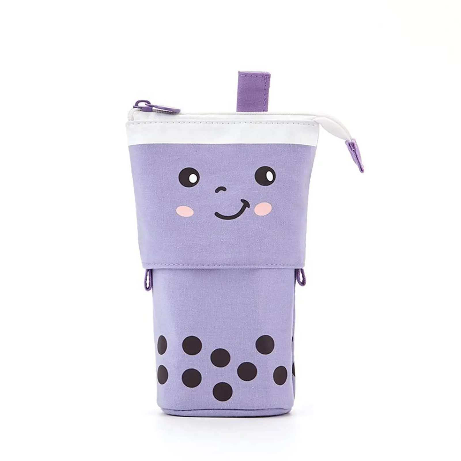 Bag Large Capacity Polka Dot Print Zip-up Pen Pouch With Multi-pockets