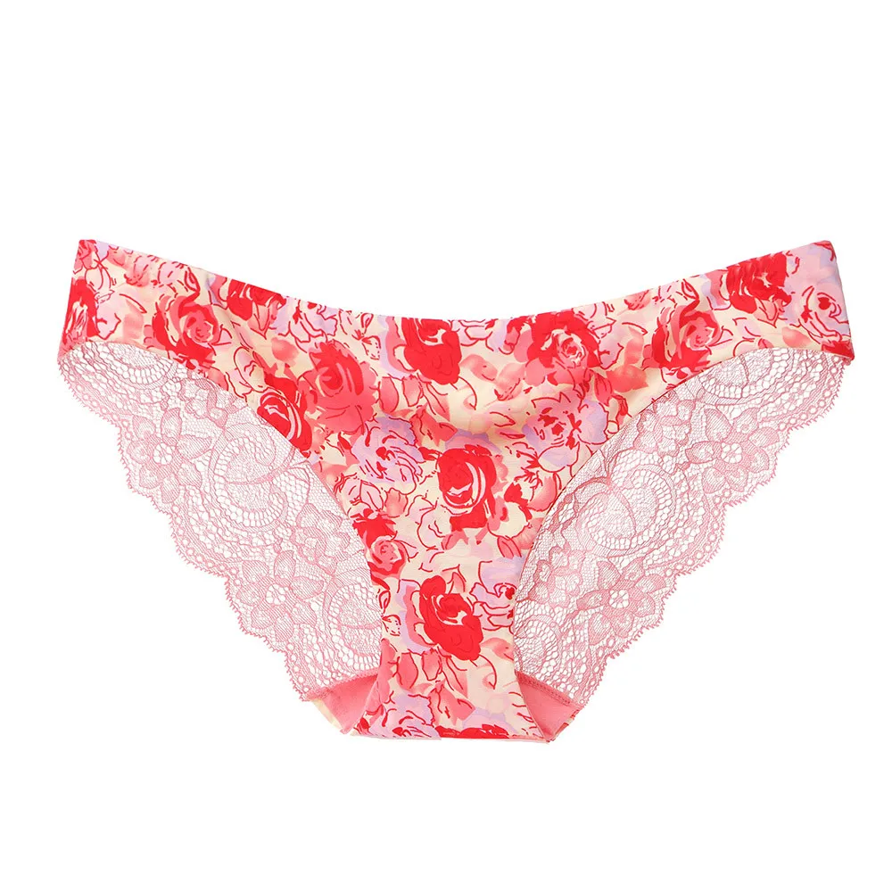 Цветочный принт сексуальные трусики для женщин кружевное нижнее белье с низкой