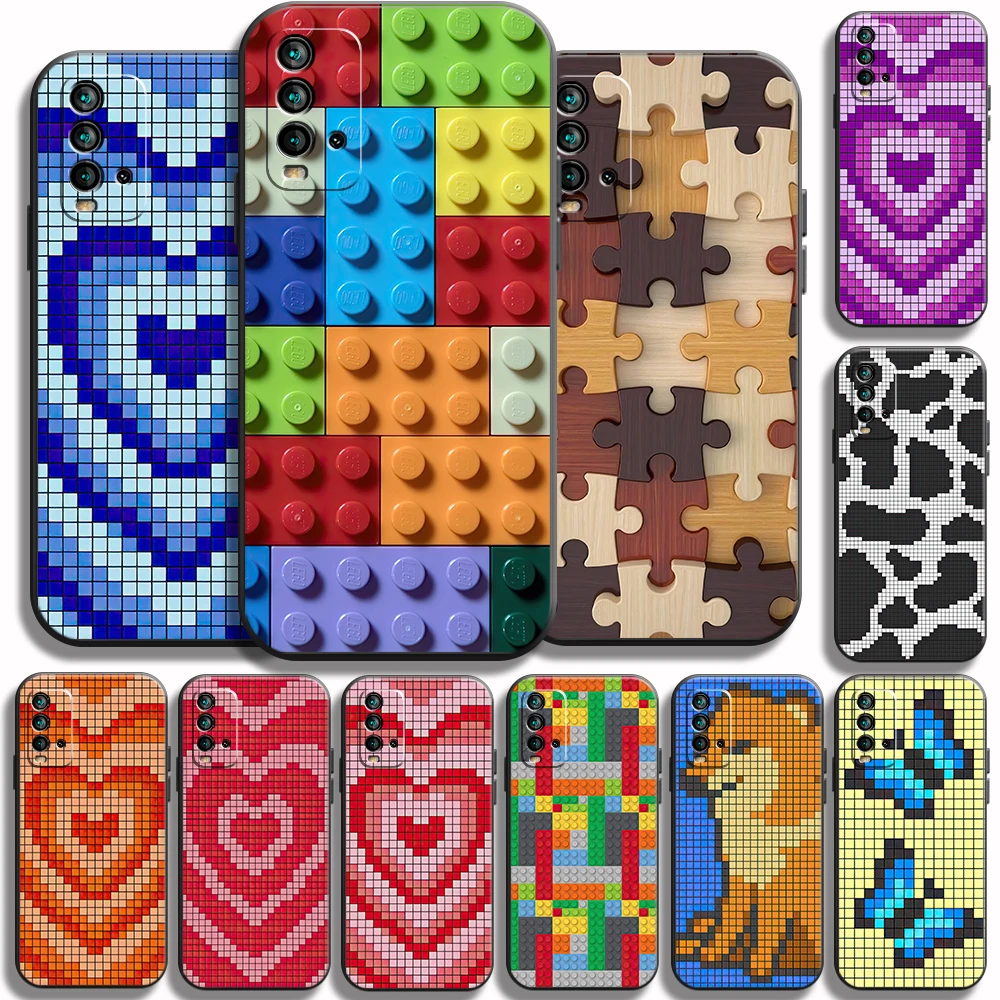 

Fashion Square Pattern New Phone Case For Xiaomi Redmi Note 8 7 8A 8T 9 9T Pro Max 10S 10T Pro Liquid Silicone Soft Cover Funda
