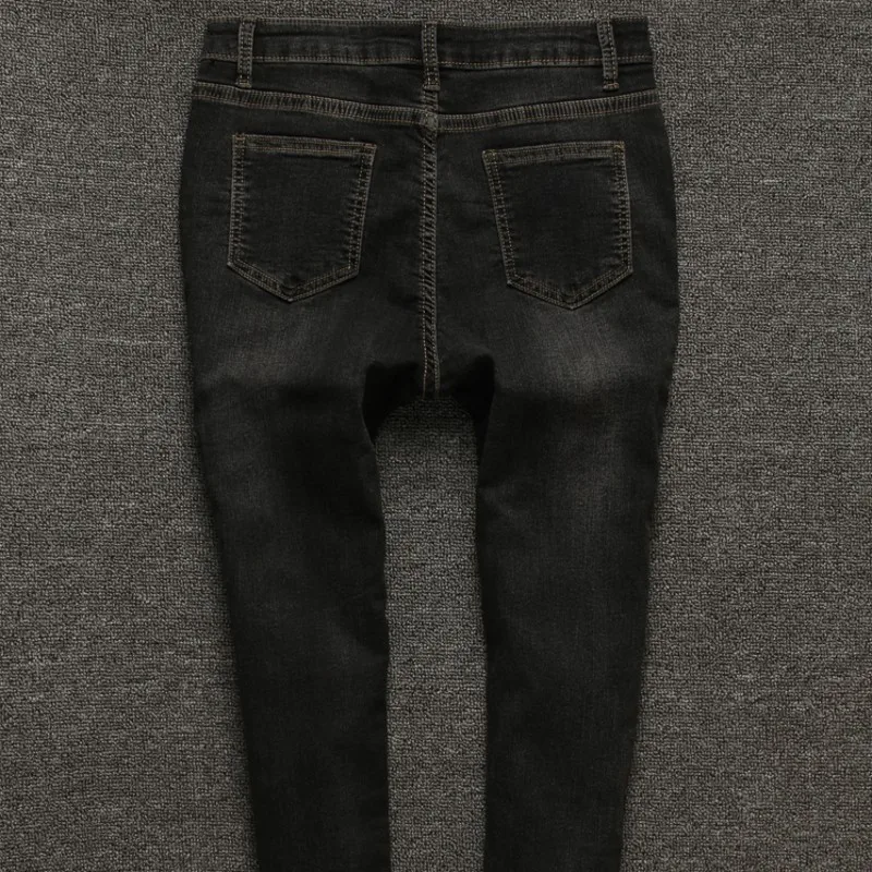 Женские джинсы с вышивкой черные облегающие брюки-карандаш модельные длинные