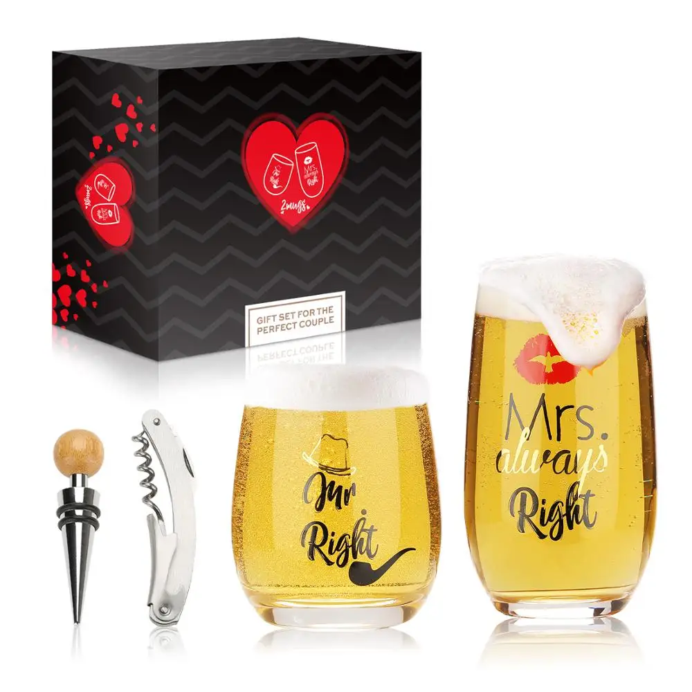 1396.86руб. 20% СКИДКА|Mr Right and Mrs Always Right пивное и винное стекло свадебный душ помолвка годовщина питьевая стеклянная посуда для пар|Другие стаканы|   | АлиЭкспресс