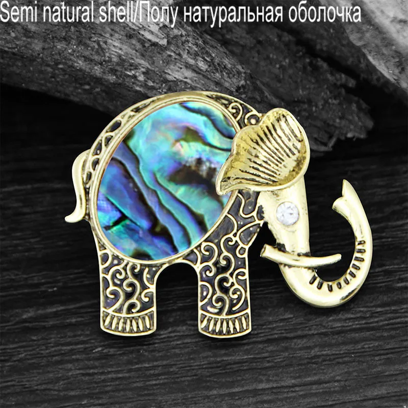 

Oval Agate Quartz Elephant Brooches For Women Antique Bronze Plated Natural Stone Lapis Lazuli Jades Fashion Brooch