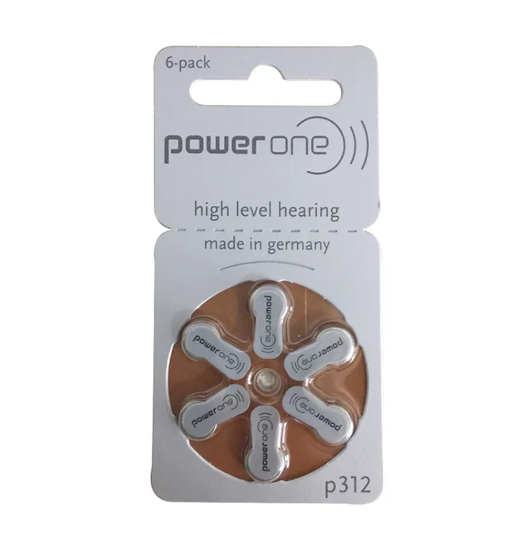Слуховой аппарат батареи Размер 312 za Power one упаковка 30 коричневый Tab PR41 1 45 V тип A312 AU