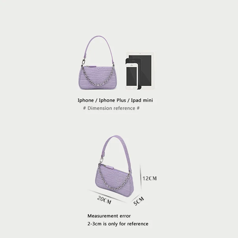 

Genuine Leather Alligator Handbag for Women 2020 Retro Armpit Bag Chain Baguette Bag for Female Crocodile Pattern Shoulder Bag