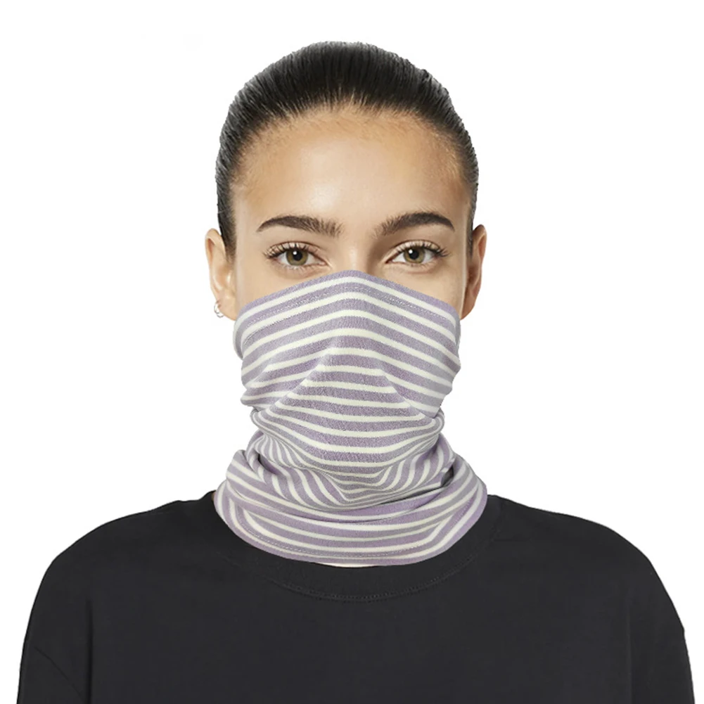 

Fashion Unisex Autumn Winter Outdoor Sports Turban Scarf Soft Wrap Neck Stripe Thick Warm Bicycle Neck Tube Bandana Face Cover