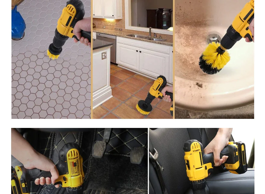 

3Pcs/Set Electric Scrubber Brush for Bathroom Drill Scrubber Brush Cleaning Cordless Drill Household Accessorie Items 2/3.5/4''