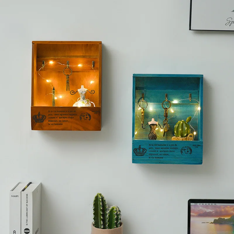 

Vintage European Style Wooden Key Holder Box Hanging Storage Cabinet With 3 Hooks Wall Mounted Handmade Rustic Finish Home Dcor