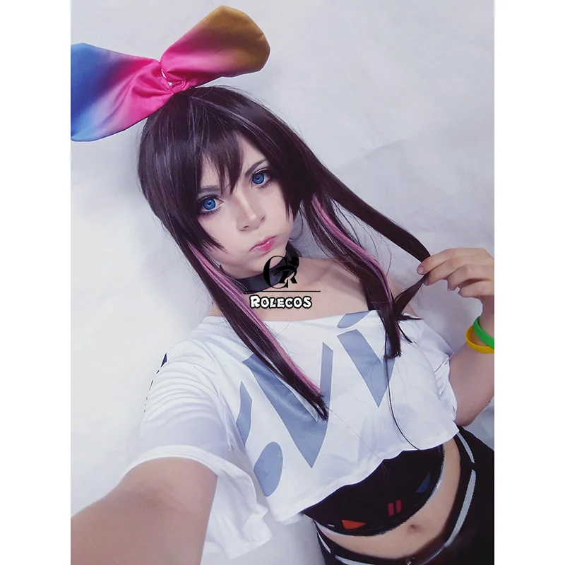 ROLECOS Kizuna AI косплей волос для женщин длинные волосы Vtuber Hello World Косплей головные