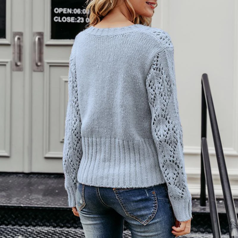 Осенне-зимний женский свитер с высоким эластичным воротником тонкий пуловер