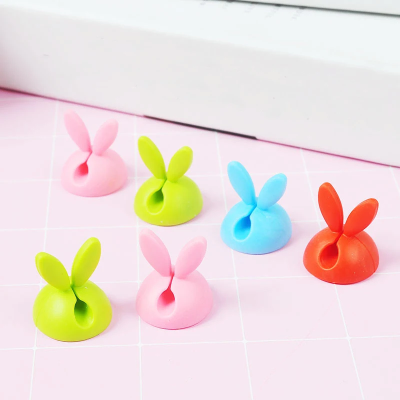 4pcs Home Office Storage Winder Wrap Cord Cable Organizer Rabbit Shaped Wire Clip Space Saving Desk Accessories | Дом и сад