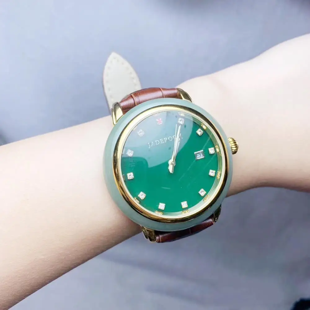 

BRAND FASHION BUSINESS MEN WATCH NEW UNIQUE PERSONALITY NATURAL MS JADE WATCHES TOP WOMEN WATCHES JADE GIFT COUPLE CLOCK