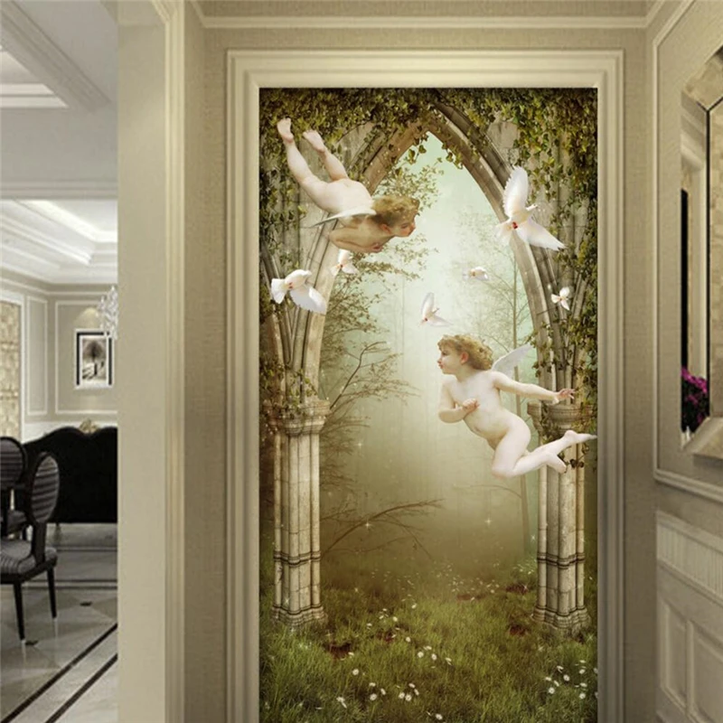 Настенная роспись обои на заказ мраморный узор европейский стиль фон с ангелом |