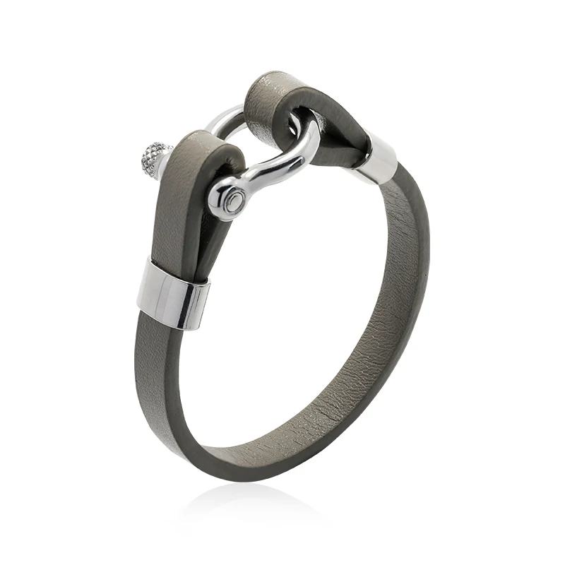 

MOONLIGHT New Classic Hip Hop Rock Style Geometric Circle Toggle-clasps Men's Leather Bracelet 21cm Size Meaningful Gift