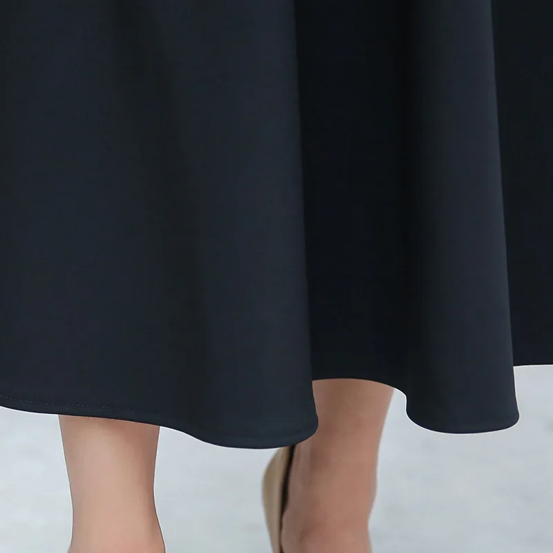 

2021 New Spring and Autumn Mid-length Half-length A-line Skirt Wild M-5XL Large Size Slim High Waist Black Long Skirt Female