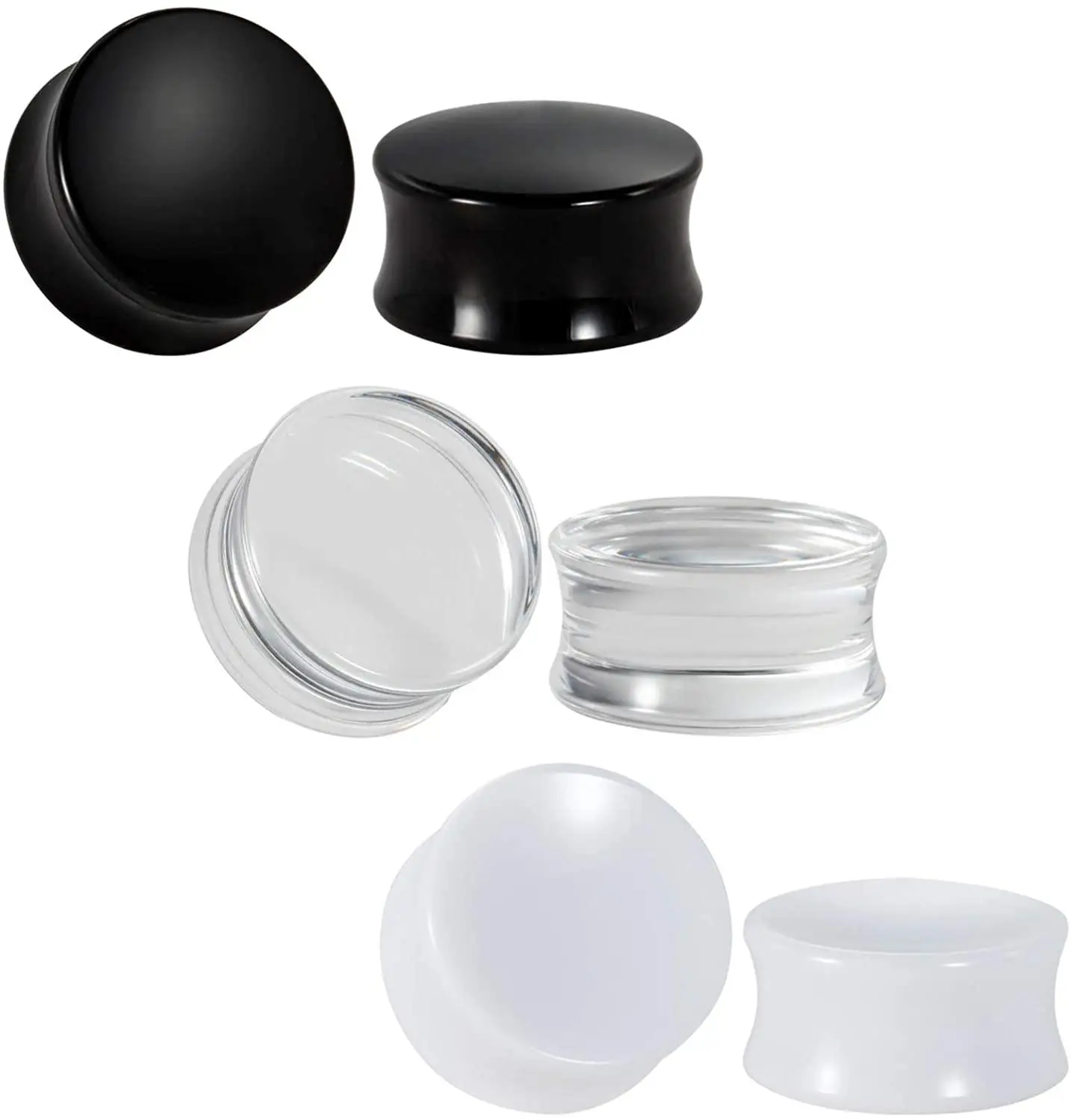 2 шт. белый черный прозрачный акриловый ушной туннель затычки ушные датчики