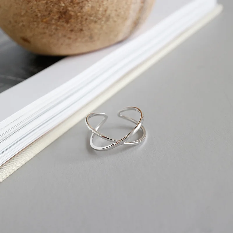 Simple Silver Color Cross Openning Rings for Women Wedding Trendy Jewelry Adjustable Antique | Украшения и аксессуары
