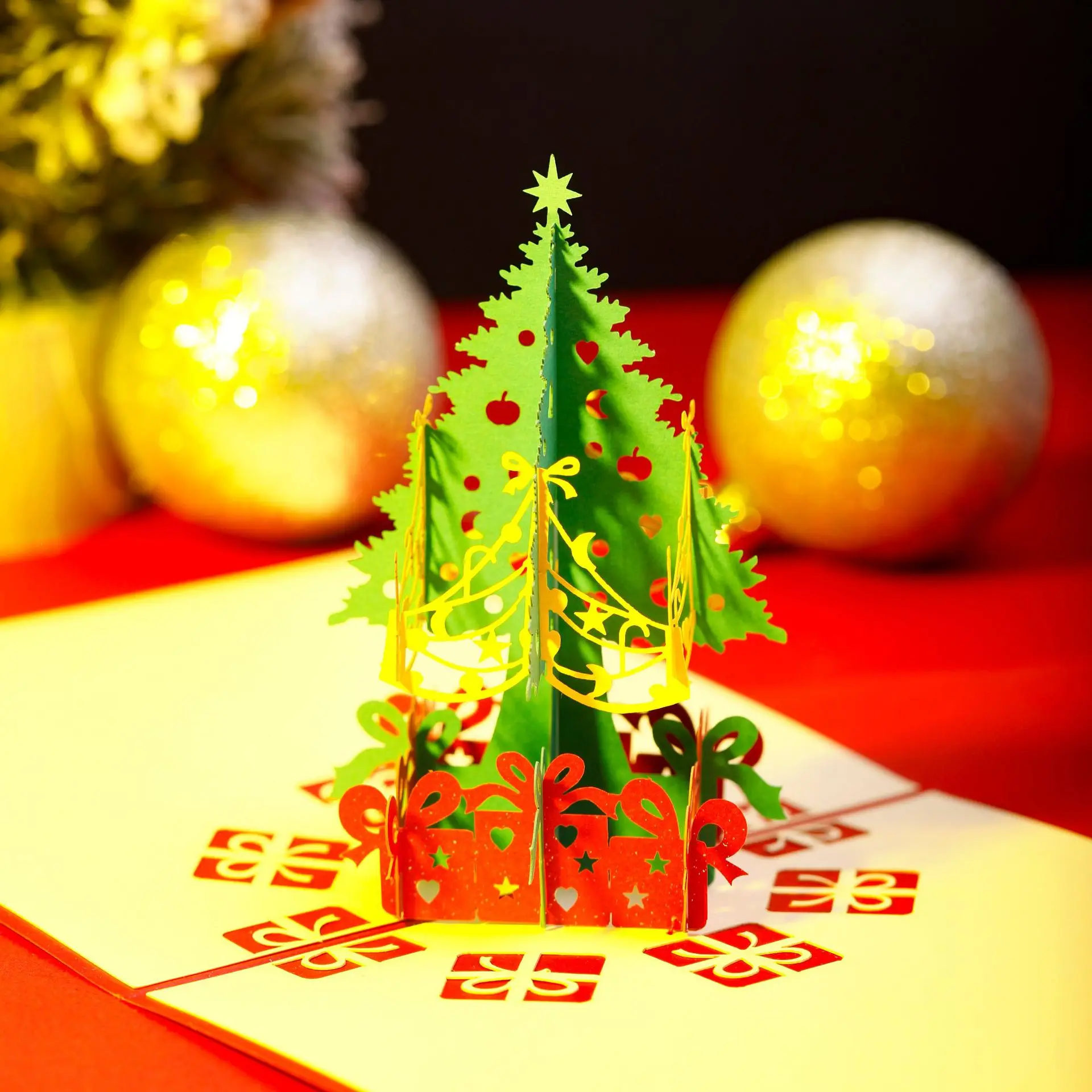 Рождественская Выдвижная открытка 3D елка креативная поздравительная Новогодняя