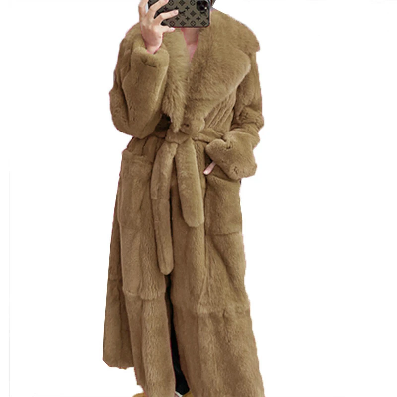 Winter Women Thick Warm Long Faux Fur Coat Long Sleeve Black Fake Mink Fur Coats Fashion Overcoat Women