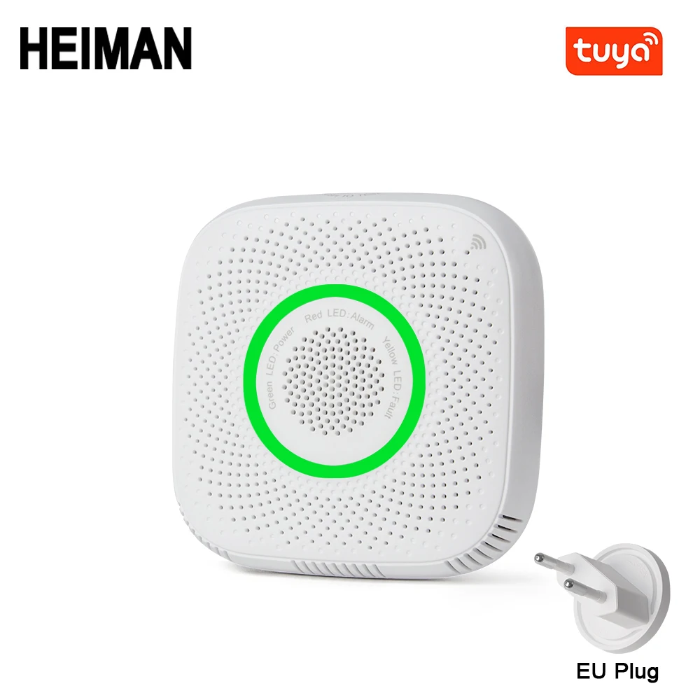 EU PLUG Tuya WiFi датчик утечки газа LPG сигнализация детектор пожарной безопасности приложение контроль безопасности умный дом датчик утечки - Цвет: EU PLUG