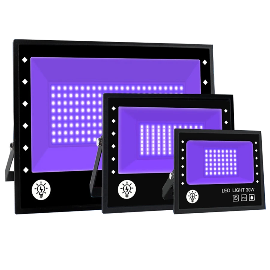 50W 100W UV LED สีดำกันน้ำ UV น้ำท่วมกลางแจ้ง UV Blacklight น้ำท่วมสำหรับ Glow ใน dark Party Decor