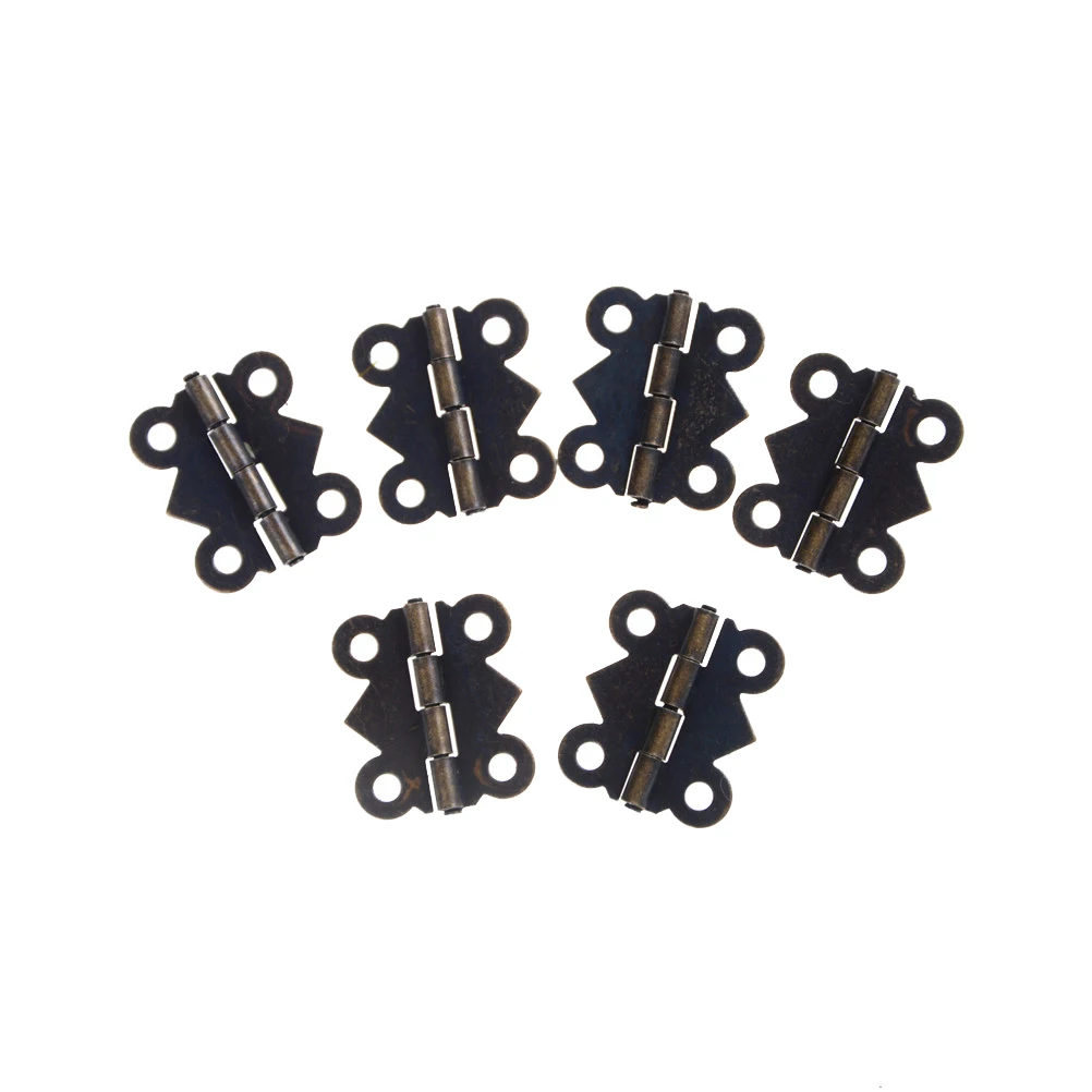 12pcs Мини Бабочка стиль петли для кукол дома шкатулка-бронза W/srew 20x17mm |