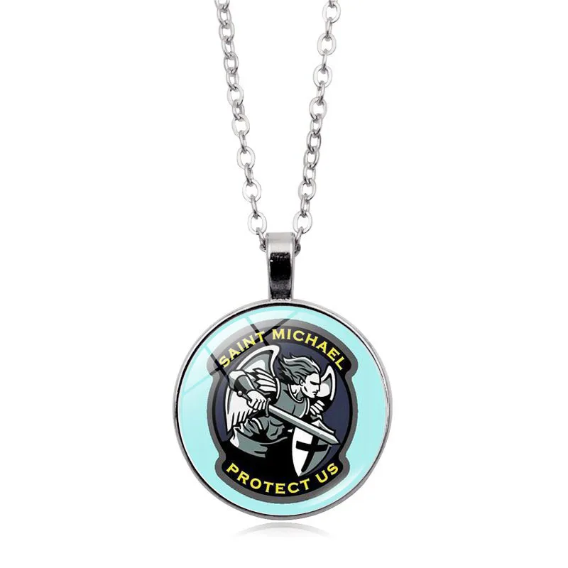 XSWX2183-Silver Мужское ожерелье, Archangel St. Майкл, защитите меня, Сейнт щит, защита, шарм, русский орходокс, подвеска, цепочка, ожерелье - Metal Color: XSWX2183-Silver