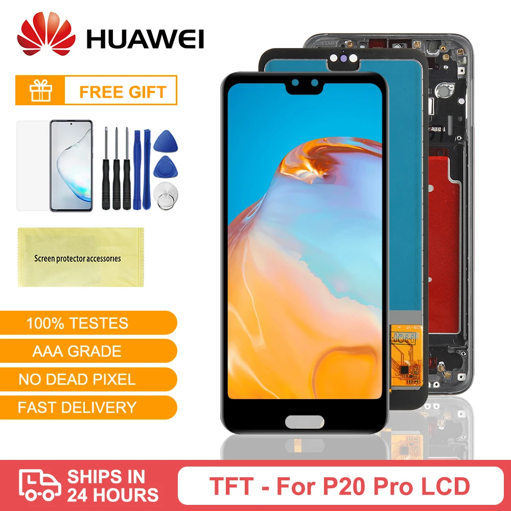TFT ЖК дисплей для Huawei P20 Pro сенсорный экран с рамкой дигитайзер в сборе цифровым