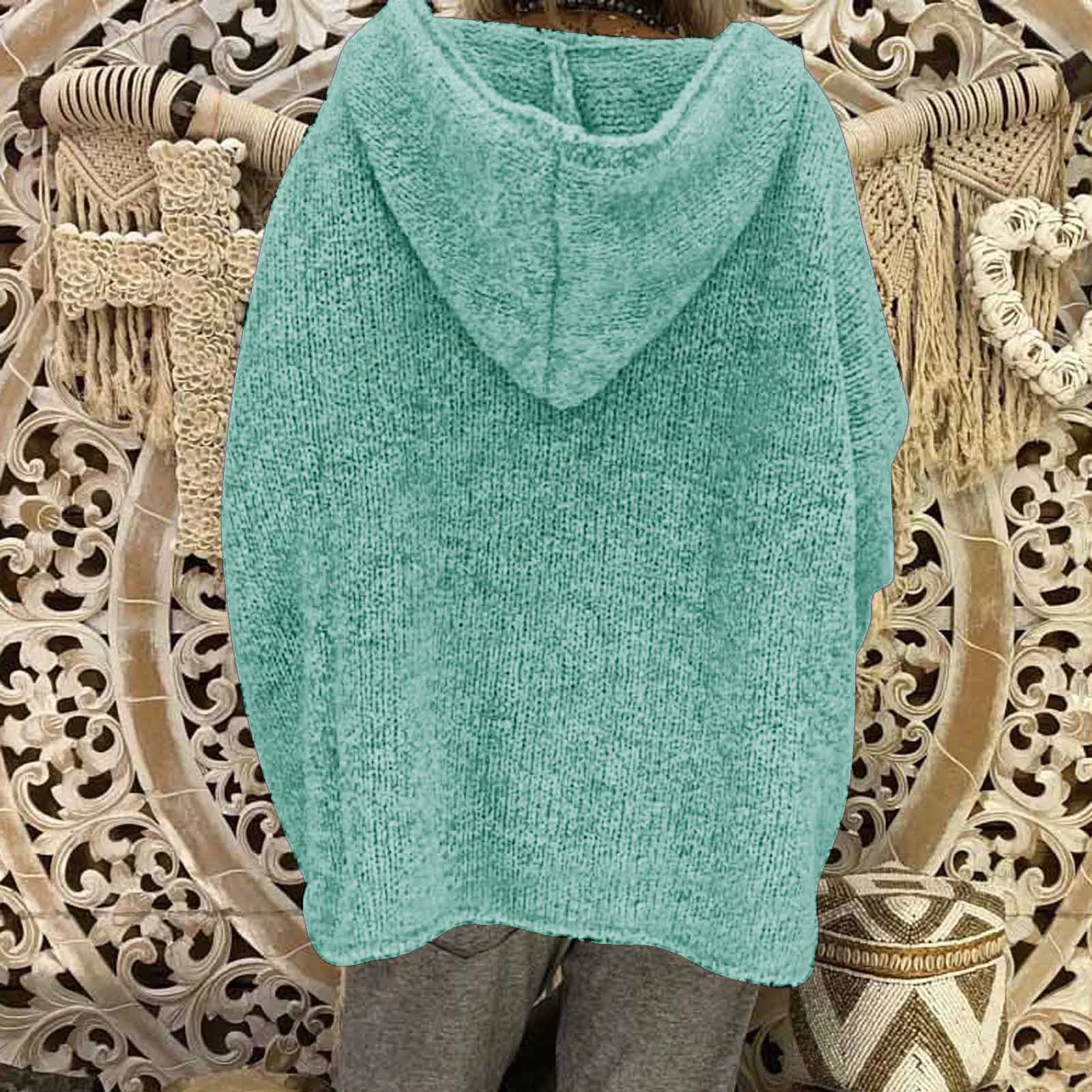 Свитер женский модный Свободный пуловер большого размера Однотонный свитер с