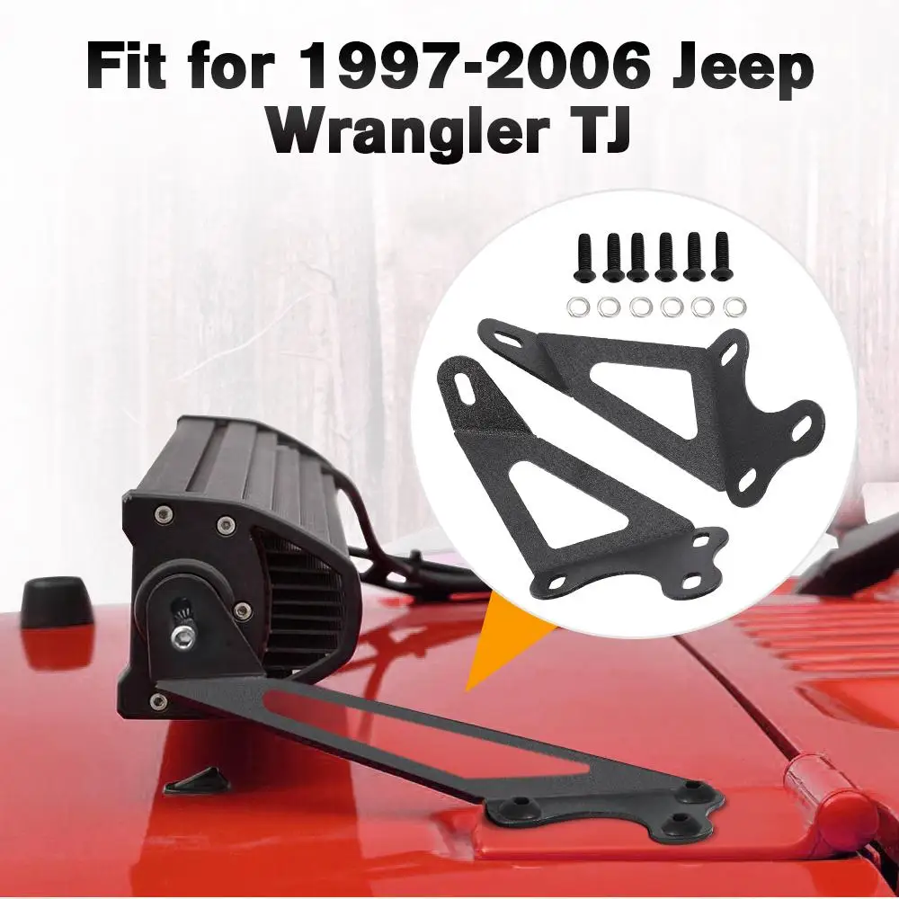 

1 Pair 22 inch LED Light Bar Hood Mounting Brackets LED Light Bars Upper Roof Holder Mount Kits for Jeep Wrangler TJ 1997-2006