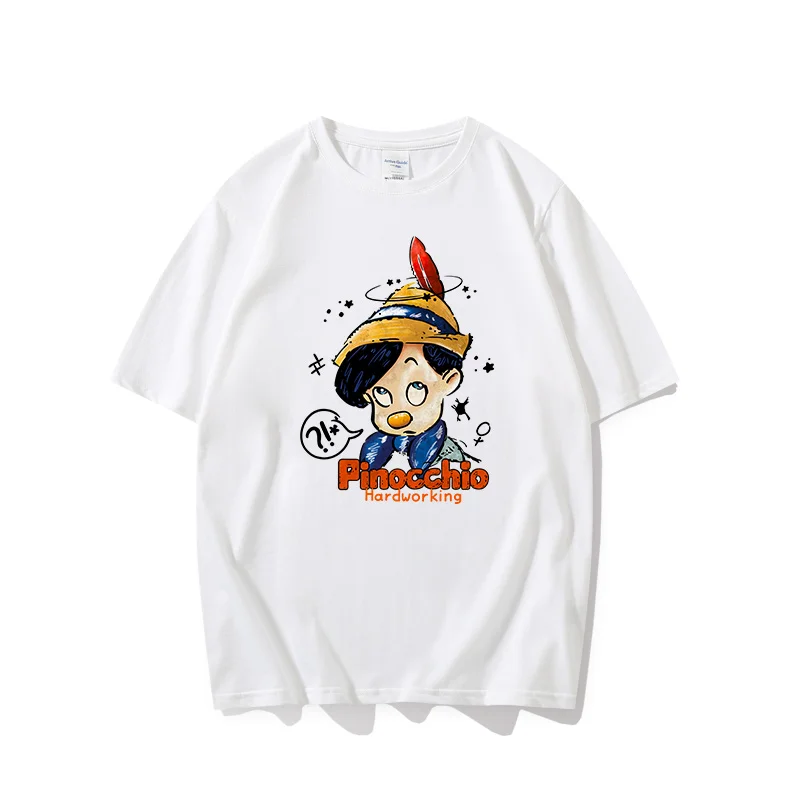 

Disney Women Oversize T shirt Hip Hop Streetwear Pinocchio Letter Print Tee Tops Harajuku 100% Cotton Short Sleeve T-shirt Plus
