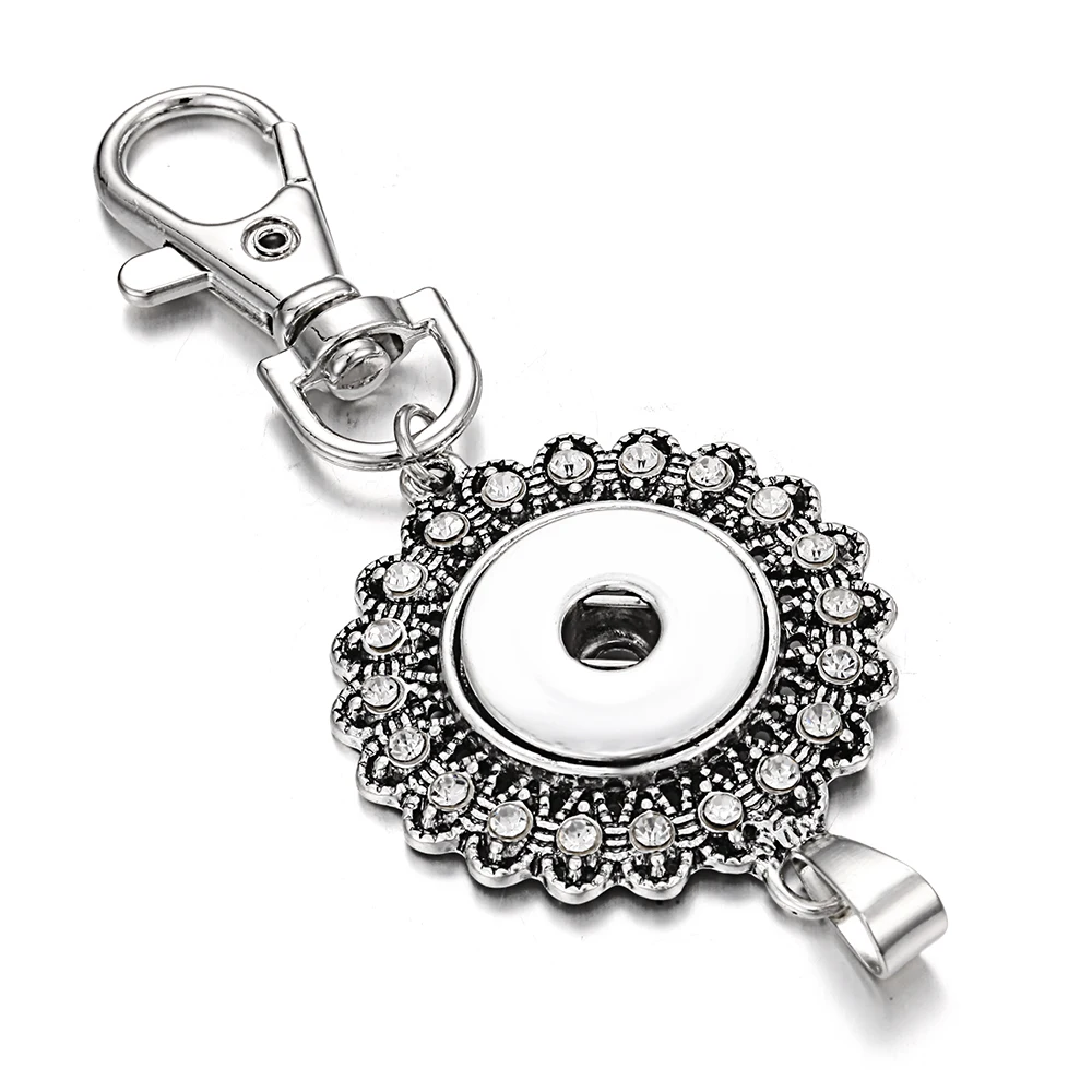 Новые ювелирные изделия 18 мм Кнопка Брелок Серебряный Цвет Цветочная застежка со
