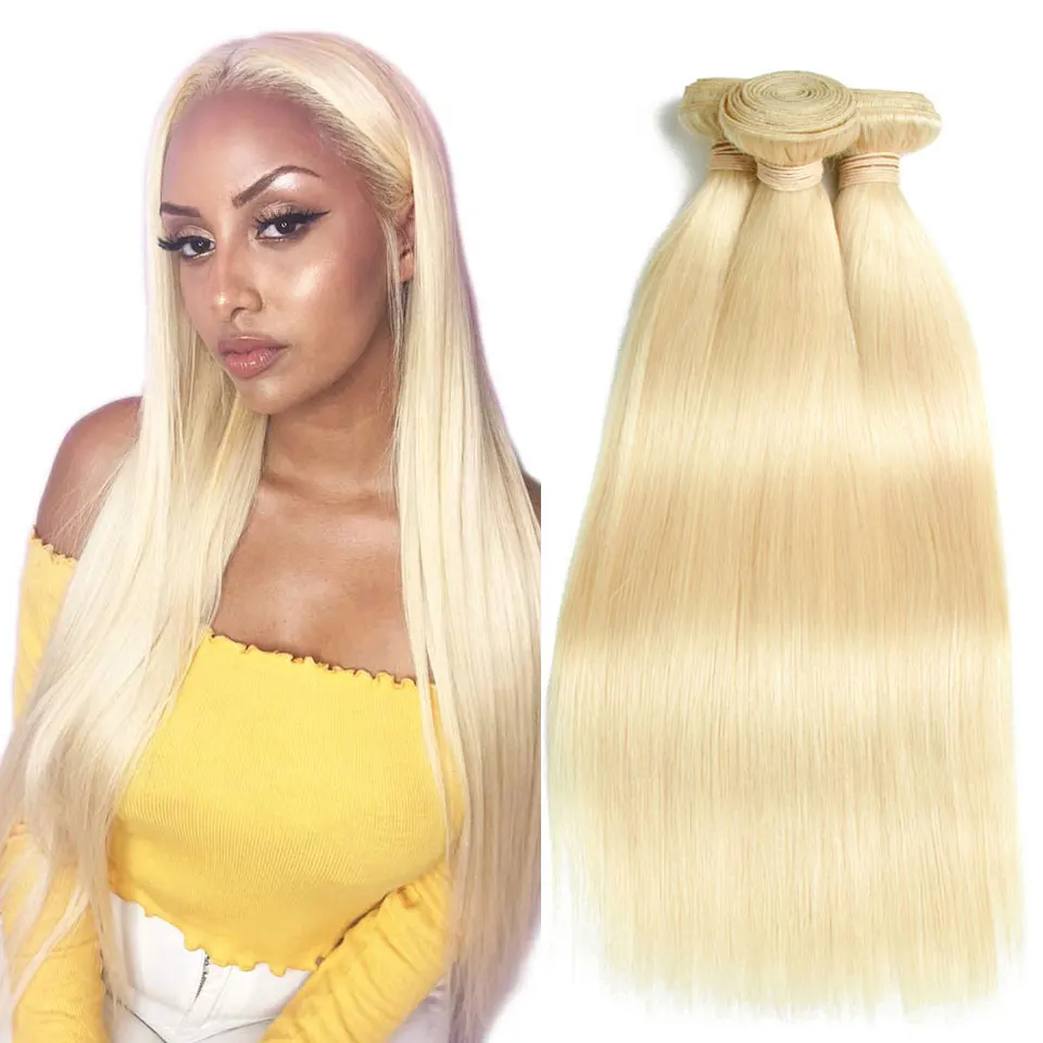 

Miss Black Brazilian 613 Blonde Straight Bundles 2/3/4 Bundle Deals 100% Human Hair Extension Remy Double Weave For Black Women