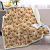 BlessLiving Golden Pomeranian Sherpa Blanket on Beds Dog Collection Throw Blanket for Kids Animal Dog Soft Bedspreads manta 1