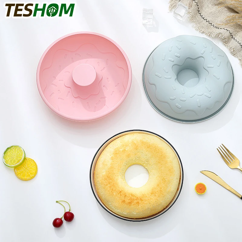 

Big Size Donut Baking Tool Kitchen Cake Mold Brightly Silicone Hollow Chiffon Donut Baking Pan Mould