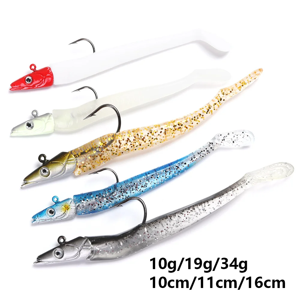 Soft Lure Glow Crazy Fish Sand Eel Wobbler Bait Silicone Sea Bass Pike Caña Rockfishing Grouper Vinyl Fishing Lead Jig | Спорт и
