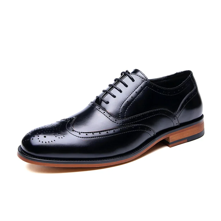 

Brand Brogue Men leather shoes Business Dress Shoes Pointed Toe Men's Wedding Shoes Genuine Leather Formal Shoes